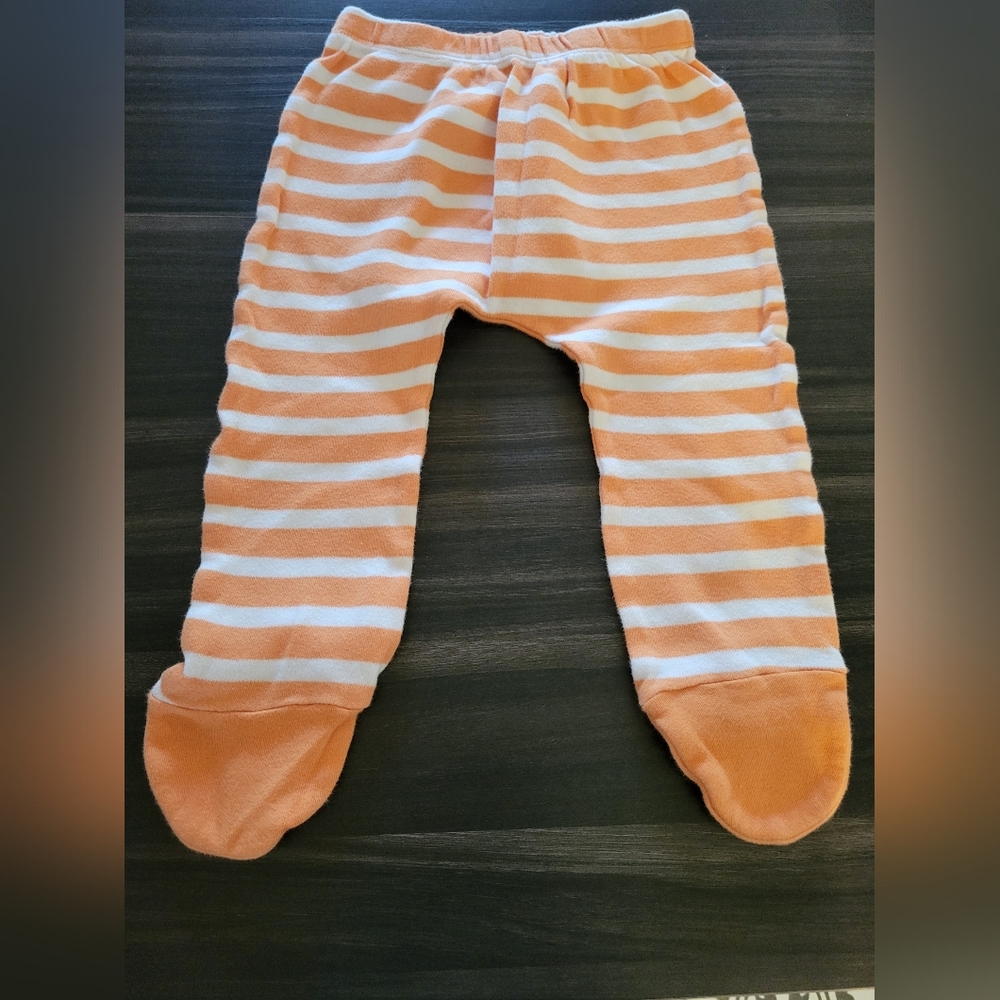 Cozy Orange and White Striped Footies One Piece